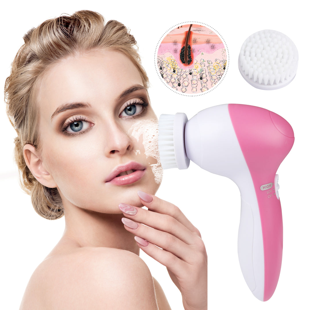 🧼💖 Electric Facial Cleansing Brush Set | 5-in-1 Deep Cleansing & Exfoliating Face Scrubber