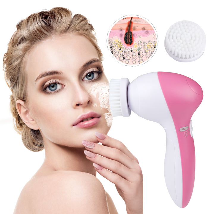 🧼💖 Electric Facial Cleansing Brush Set | 5-in-1 Deep Cleansing & Exfoliating Face Scrubber