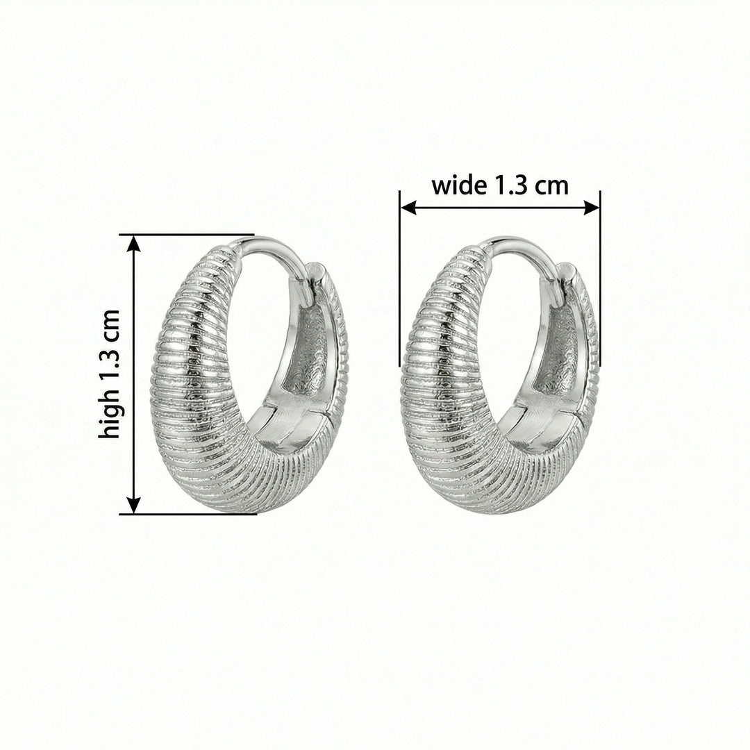 ✨ 925 Sterling Silver Ribbed Chunky Hoop Earrings – Textured Crescent Design ✨