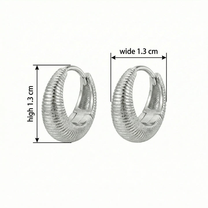 ✨ 925 Sterling Silver Ribbed Chunky Hoop Earrings – Textured Crescent Design ✨