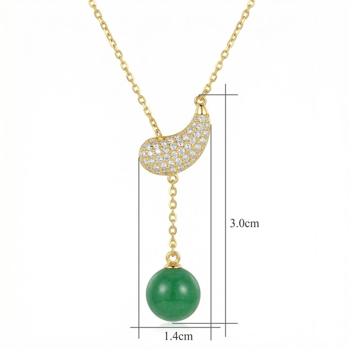 ✨ Diamond Paisley Necklace with Green Jade