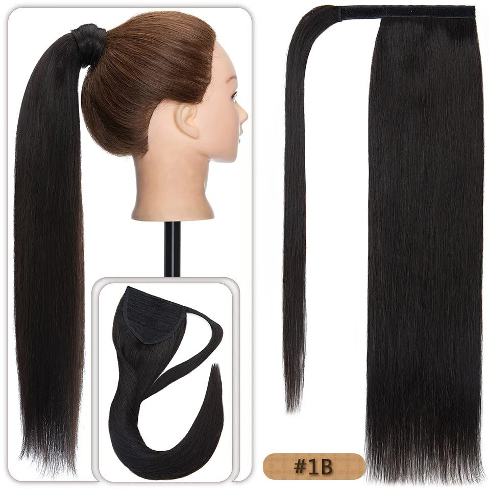 18” Straight Human Hair Ponytail Extension