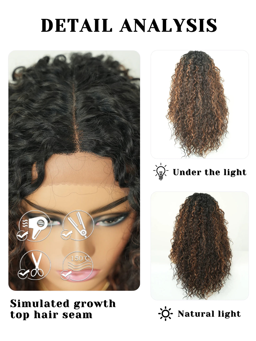 Black Blonde Lace Front Wigs Afro Curly Hair for Black Women Middle Part Water Wavy Wig Kanikaron Synthetic Hair Wig