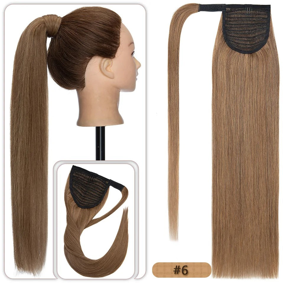 18” Straight Human Hair Ponytail Extension