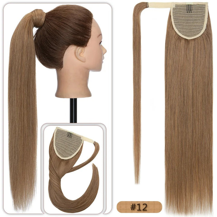 18” Straight Human Hair Ponytail Extension