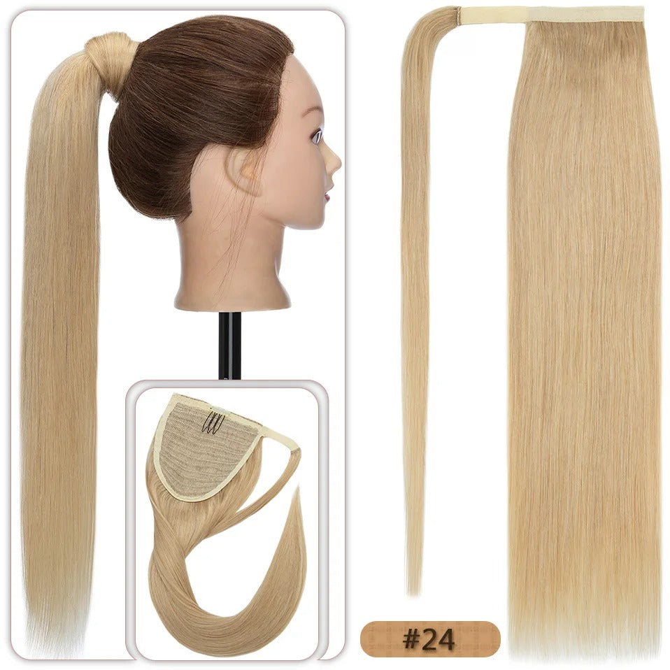 18” Straight Human Hair Ponytail Extension