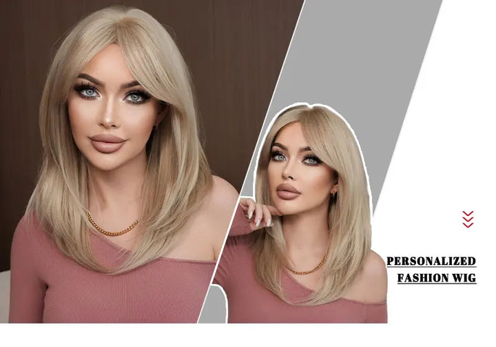 24 Inch Blond Long Straight Synthetic Heat Resistant Wig for Women. White Hair Wigs.