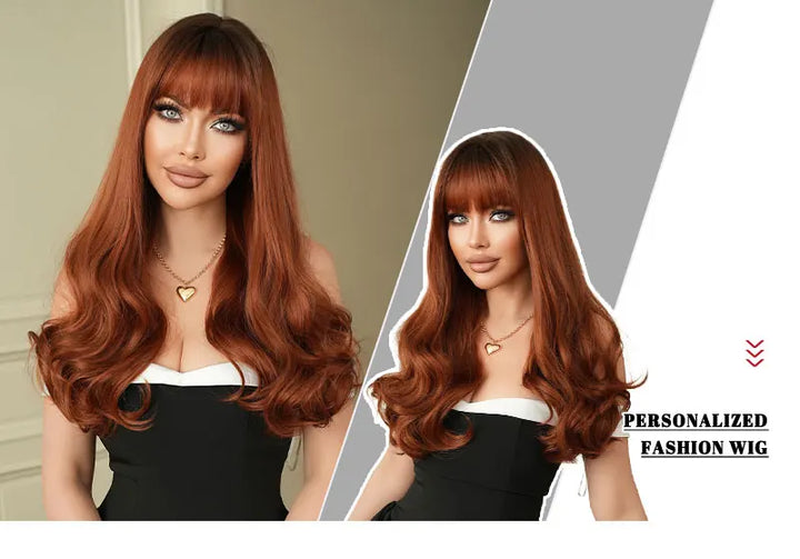 26-inch Layered Long Straight Ombre Blonde Middle-Parted Synthetic Matte Hair Wig for Women, Heat Resistant.