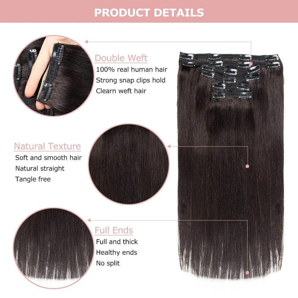 Full Head Clip-In Remy Hair Extensions – Brazilian Blonde, 6PCS, 140–240g, 14–24 Inch