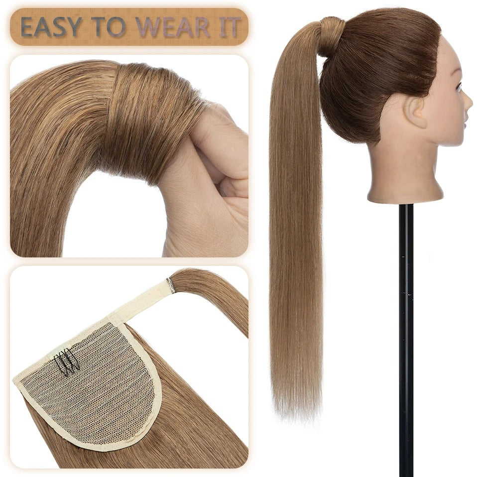 18” Straight Human Hair Ponytail Extension