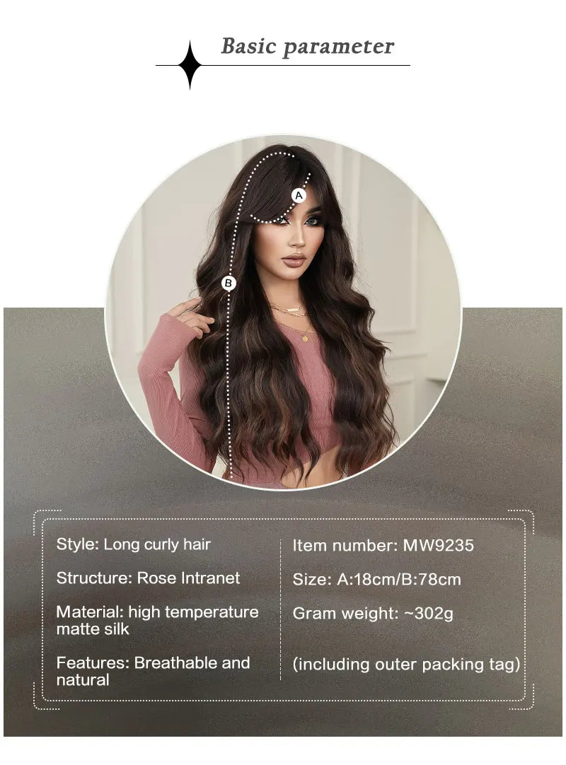 Blonde Ombre Long Wavy Wig with Bangs - Synthetic, Heat Resistant, Perfect for Cosplay