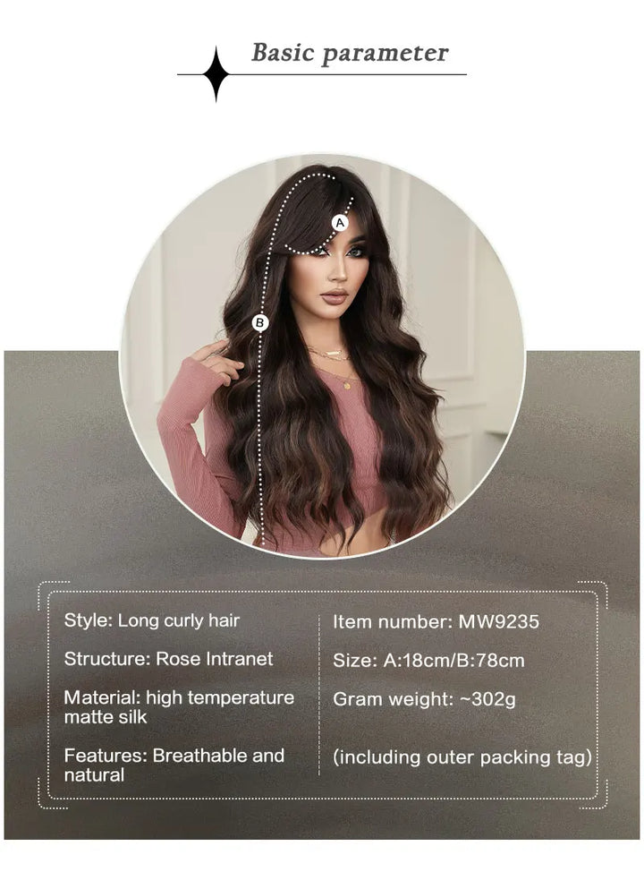 Blonde Ombre Long Wavy Wig with Bangs - Synthetic, Heat Resistant, Perfect for Cosplay