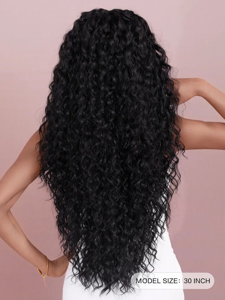 Black Blonde Lace Front Wigs Afro Curly Hair for Black Women Middle Part Water Wavy Wig Kanikaron Synthetic Hair Wig