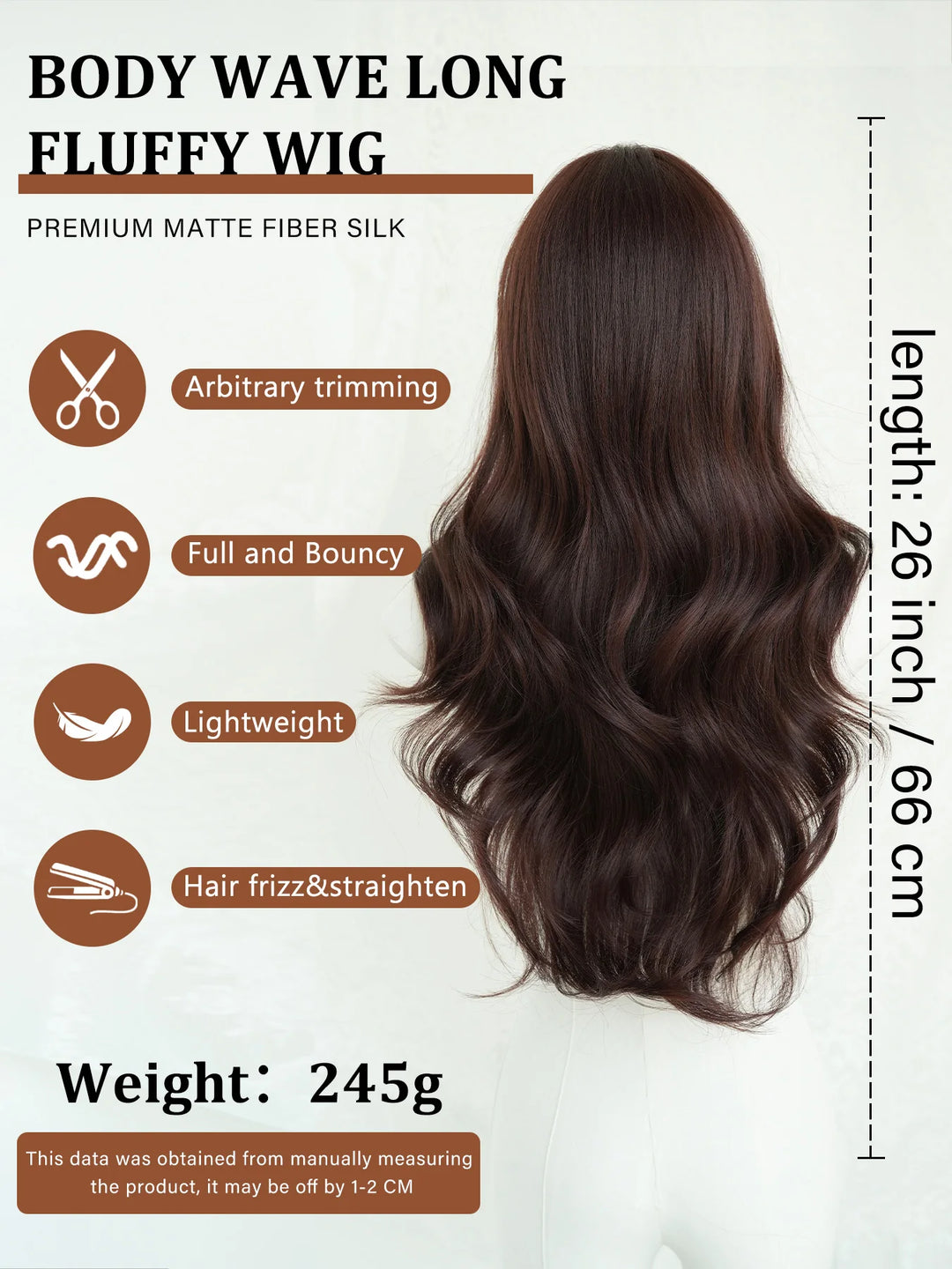26" Burgundy U-Part Lace Front Curly Wig for Women - Heat Resistant Synthetic Hair - Natural Hairline - Monotop - Red Wine Color