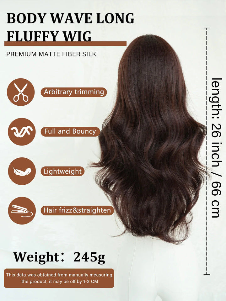 26" Burgundy U-Part Lace Front Curly Wig for Women - Heat Resistant Synthetic Hair - Natural Hairline - Monotop - Red Wine Color