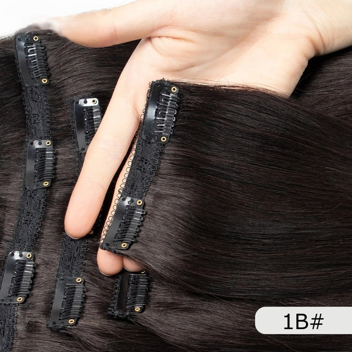 Brazilian Remy Clip-In Hair Extensions – Natural Human Hair, 12–24 Inch, 50g–120g