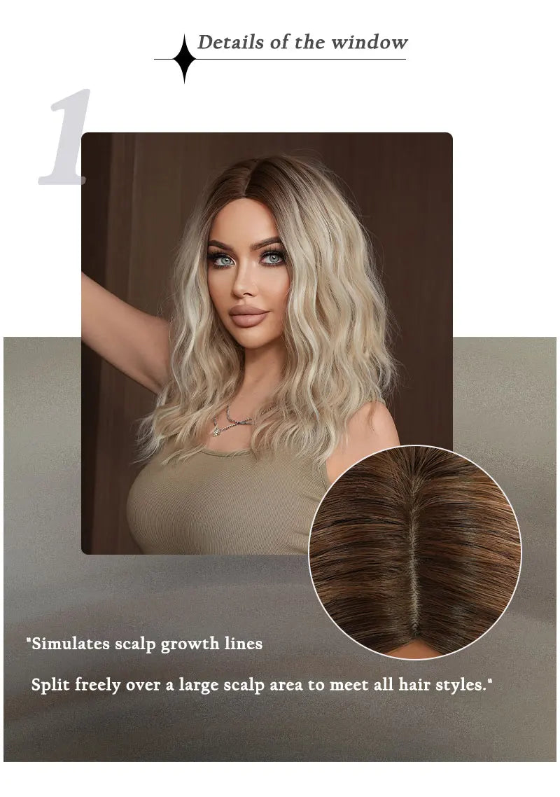 26 Inch Long Blond Curly Hair Wig with Bangs Synthetic Matte Hair Wig for Women.