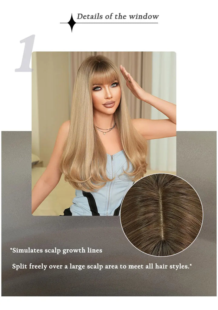 30 Inch Copper Orange Long Curly Synthetic Wig with Bangs for Women - Heat Resistant, Natural Hairline, Matte Finish - Perfect for Cosplay