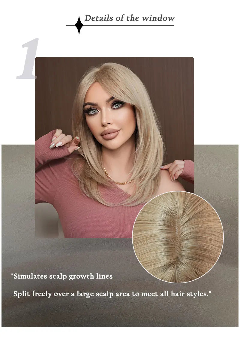 24 Inch Blond Long Straight Synthetic Heat Resistant Wig for Women. White Hair Wigs.