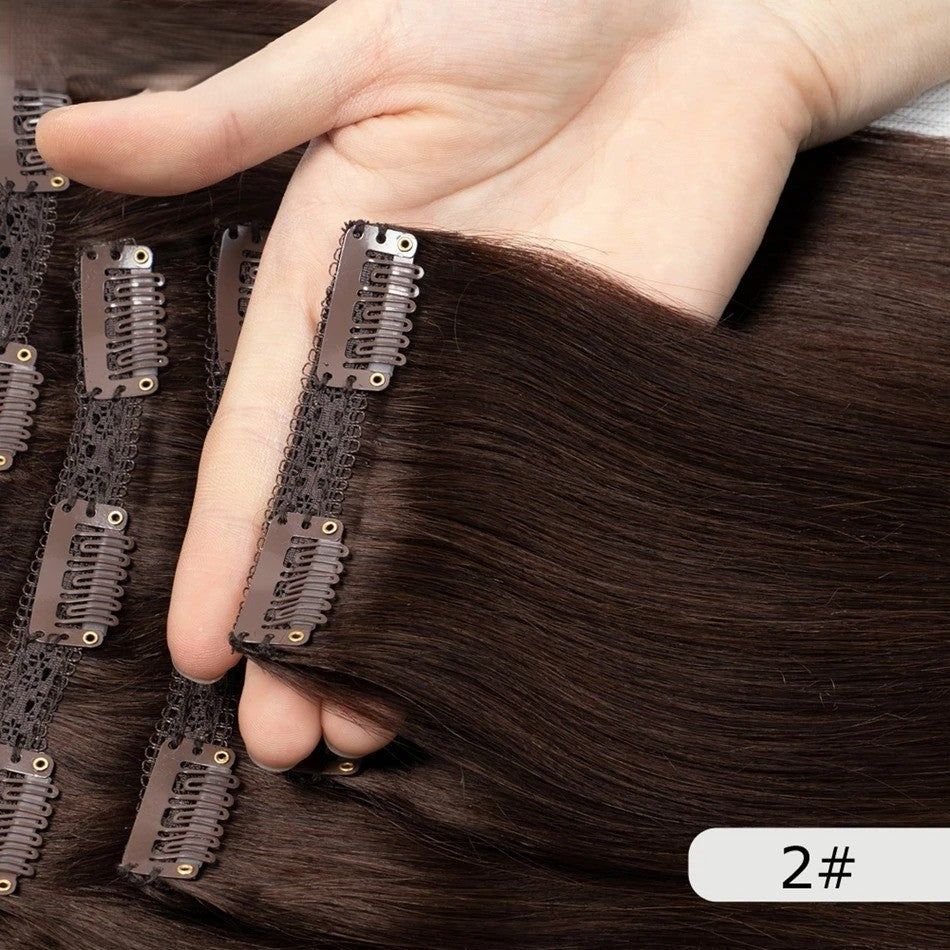 Brazilian Remy Clip-In Hair Extensions – Natural Human Hair, 12–24 Inch, 50g–120g