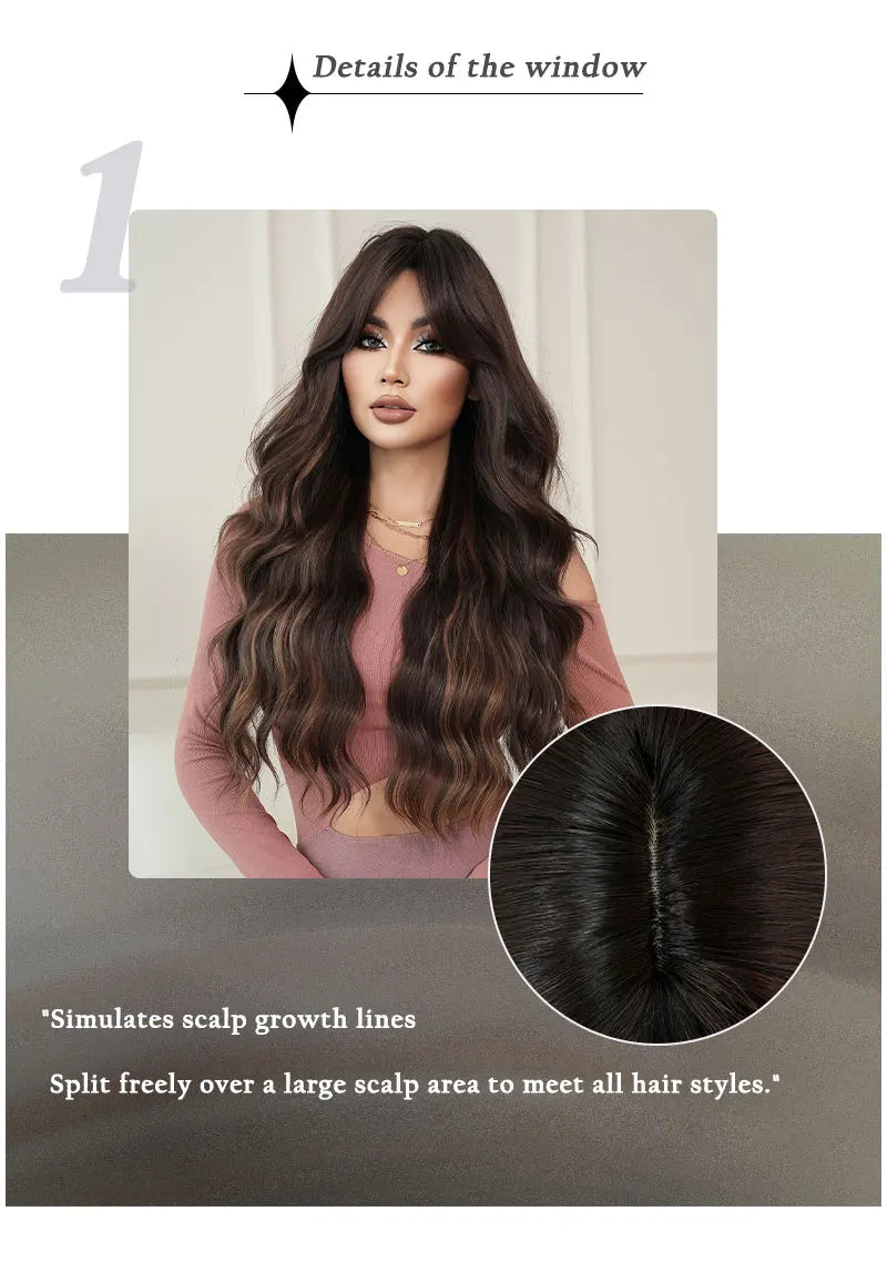 Blonde Ombre Long Wavy Wig with Bangs - Synthetic, Heat Resistant, Perfect for Cosplay