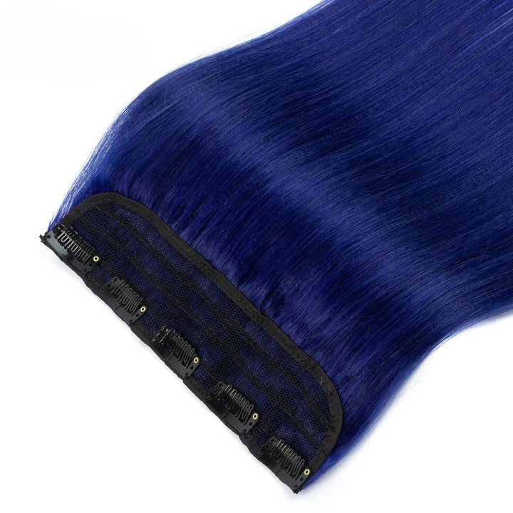 16" One-Piece Clip-In Human Hair Extension – 5-Clip Double Weft, Straight, Fancy Color Options