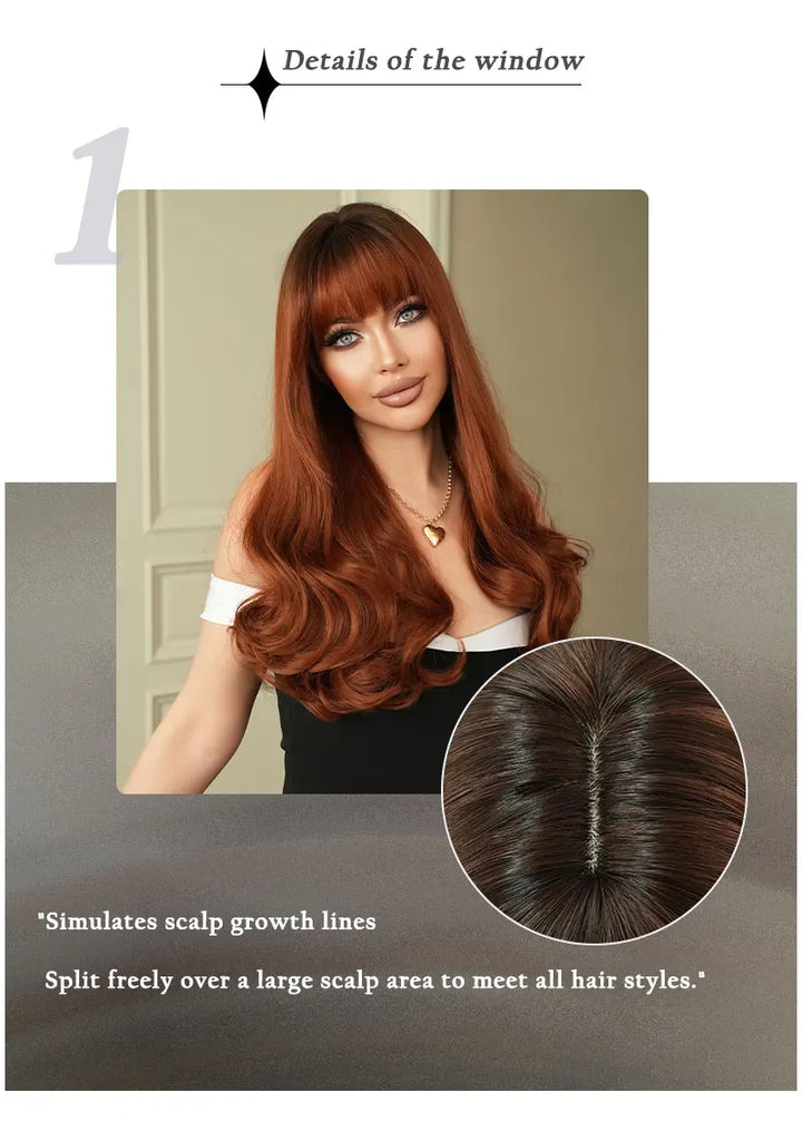 26-inch Layered Long Straight Ombre Blonde Middle-Parted Synthetic Matte Hair Wig for Women, Heat Resistant.