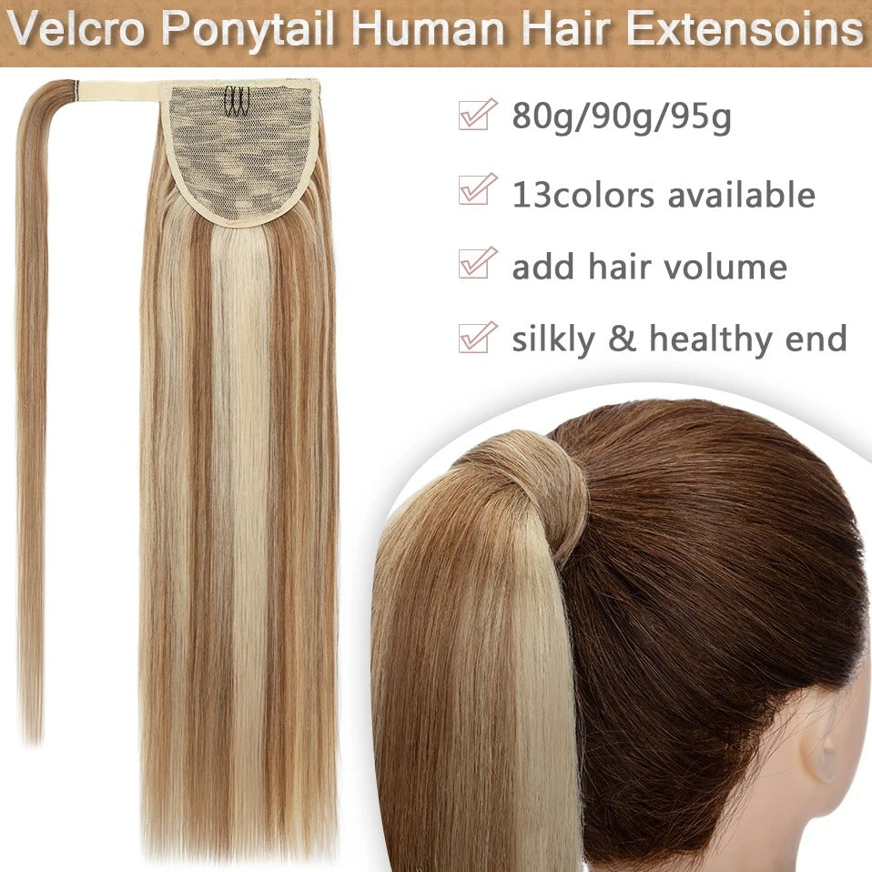 18” Straight Human Hair Ponytail Extension