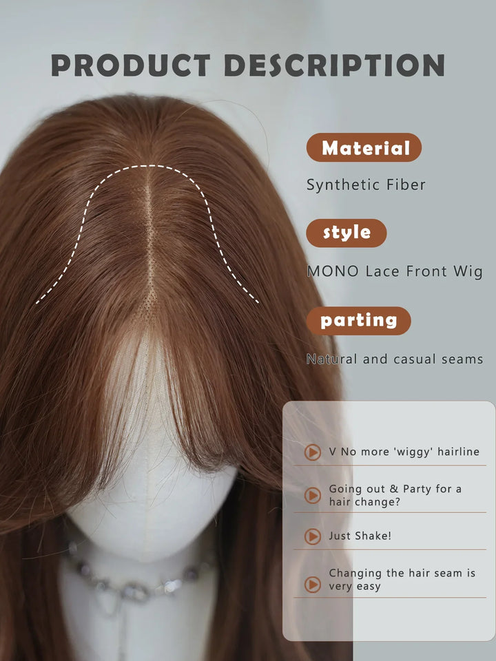 Monotop U Lace Long Straight Layered Wig for Women 26 Inches Heat Resistant Synthetic Black Wig with Natural Hairline.