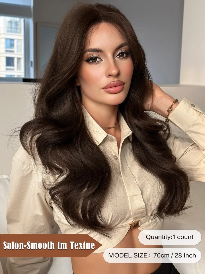 26" Burgundy U-Part Lace Front Curly Wig for Women - Heat Resistant Synthetic Hair - Natural Hairline - Monotop - Red Wine Color
