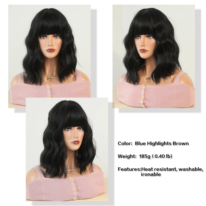 Black and white Cruella Deville wig for women's costume. Short curly wavy synthetic wig for parties and cosplay.