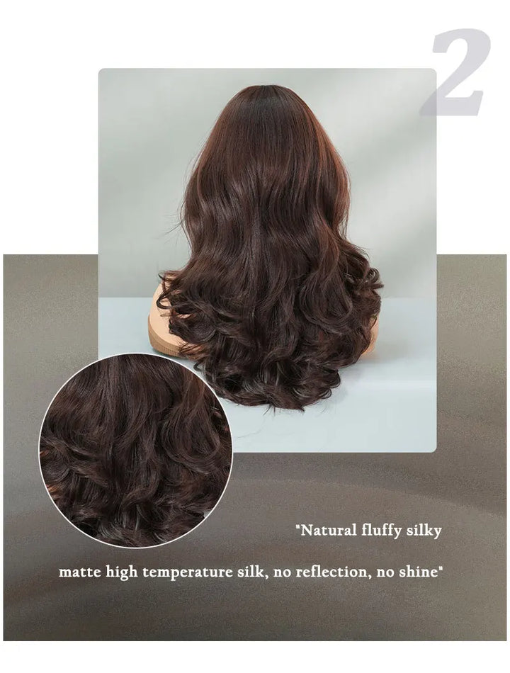 16-inch Black Brown Shoulder-Length Straight Synthetic Heat-Resistant Wig for Women with Natural Hairline Matte Hair Wig