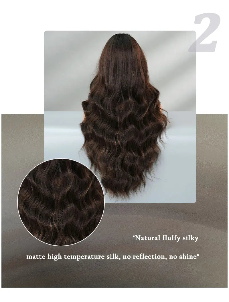 Blonde Ombre Long Wavy Wig with Bangs - Synthetic, Heat Resistant, Perfect for Cosplay