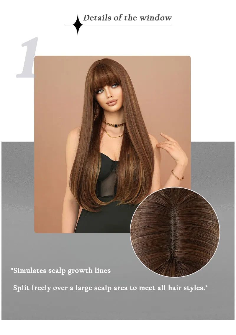 Long Straight Honey Blonde High-Quality Synthetic Hair with Bangs for Women. Heat-Resistant Fiber, Hot Selling 28 Inch.