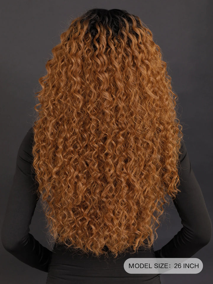 Black Blonde Lace Front Wigs Afro Curly Hair for Black Women Middle Part Water Wavy Wig Kanikaron Synthetic Hair Wig