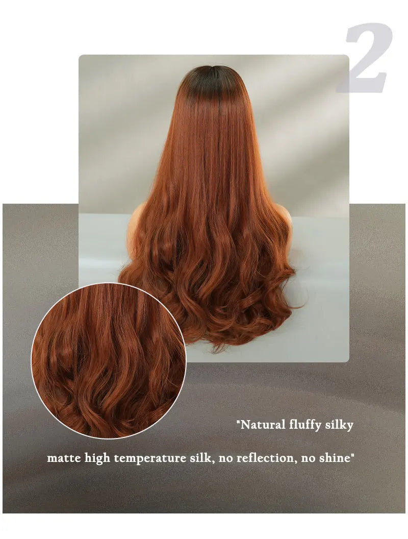 26-inch Layered Long Straight Ombre Blonde Middle-Parted Synthetic Matte Hair Wig for Women, Heat Resistant.