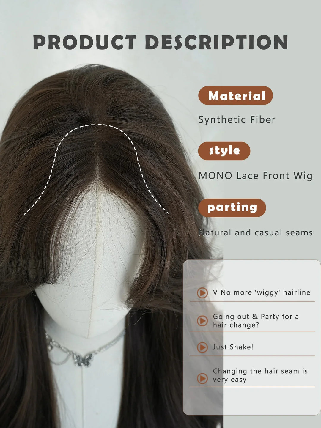 26" Burgundy U-Part Lace Front Curly Wig for Women - Heat Resistant Synthetic Hair - Natural Hairline - Monotop - Red Wine Color