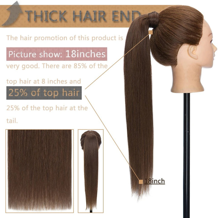 18” Straight Human Hair Ponytail Extension
