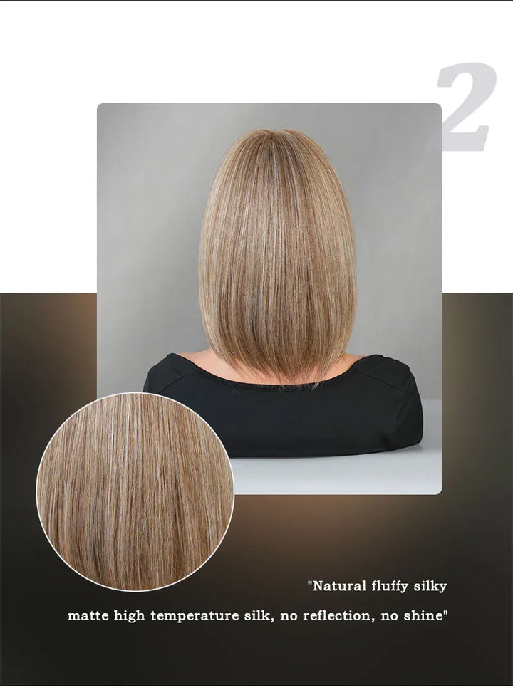 Black Bob Wigs with Bangs, Synthetic Straight Bob Wigs for Women, Heat Resistant 12 in Hair