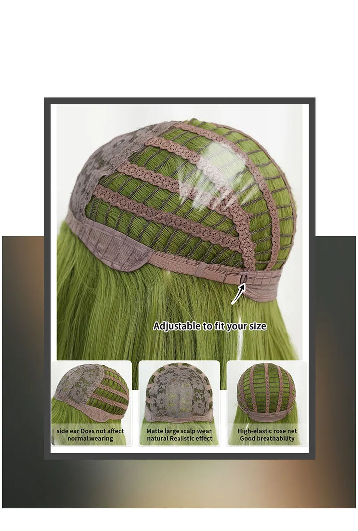 26" Long Wavy Red Layered Wig with Bangs, Synthetic Heat Resistant Hair for Daily Use.