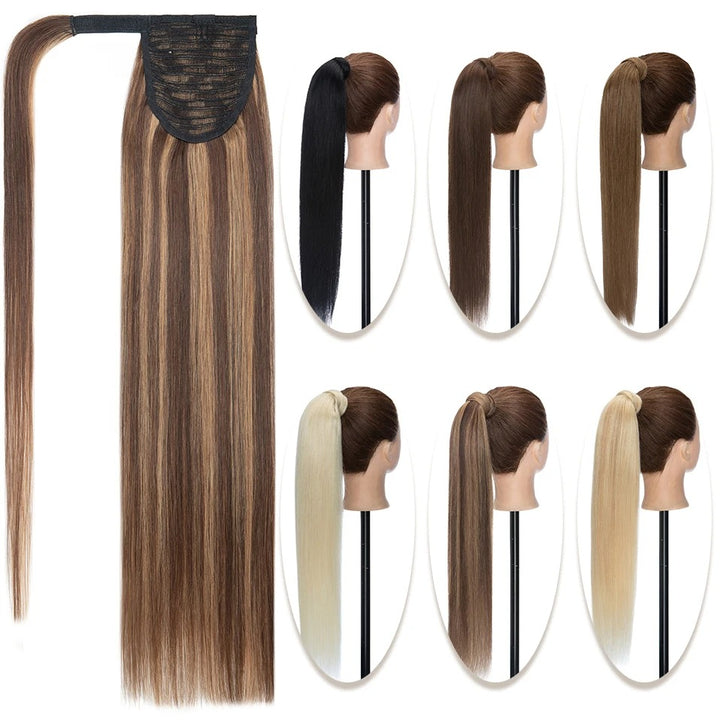18” Straight Human Hair Ponytail Extension