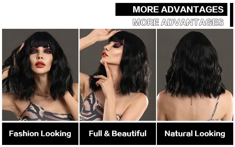 Black and white Cruella Deville wig for women's costume. Short curly wavy synthetic wig for parties and cosplay.
