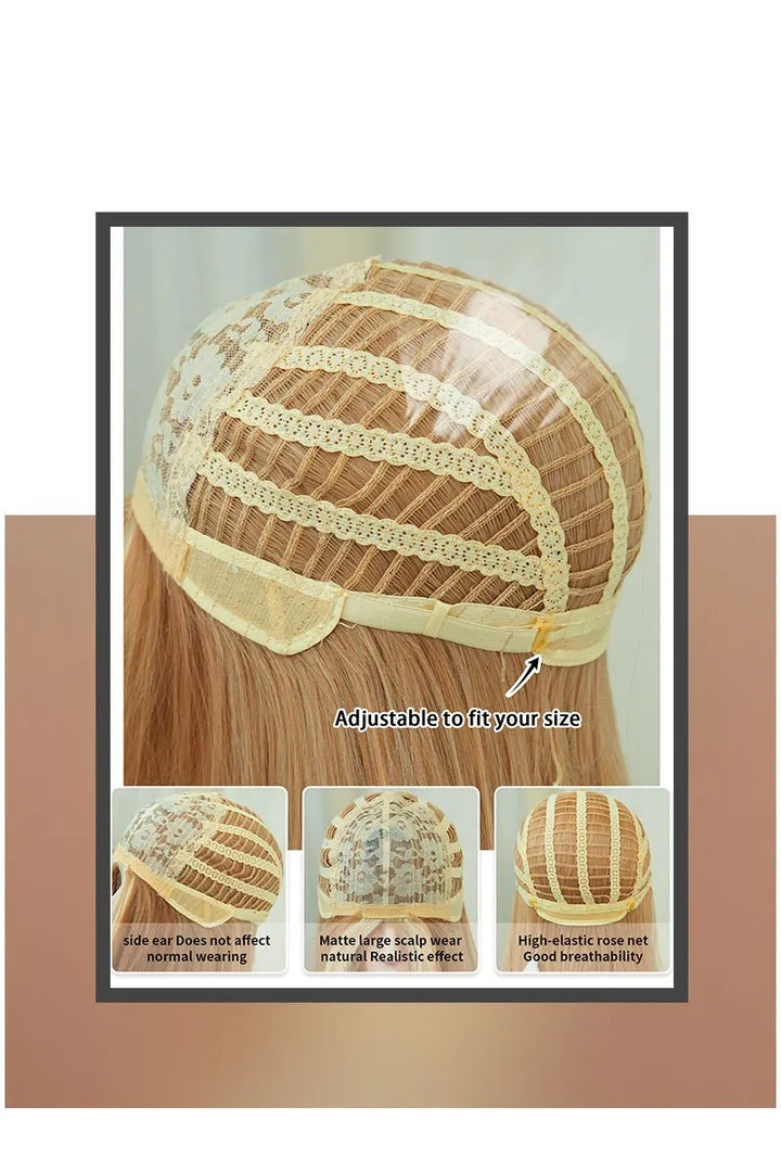 Synthetic hair wig with long straight hair, bangs, middle part, and highlight gray color. Perfect for women, cosplay, and drag queens.