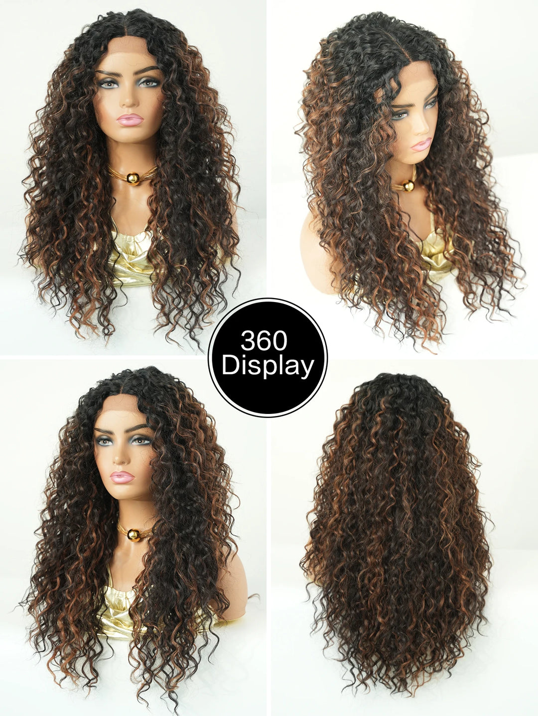 Black Blonde Lace Front Wigs Afro Curly Hair for Black Women Middle Part Water Wavy Wig Kanikaron Synthetic Hair Wig