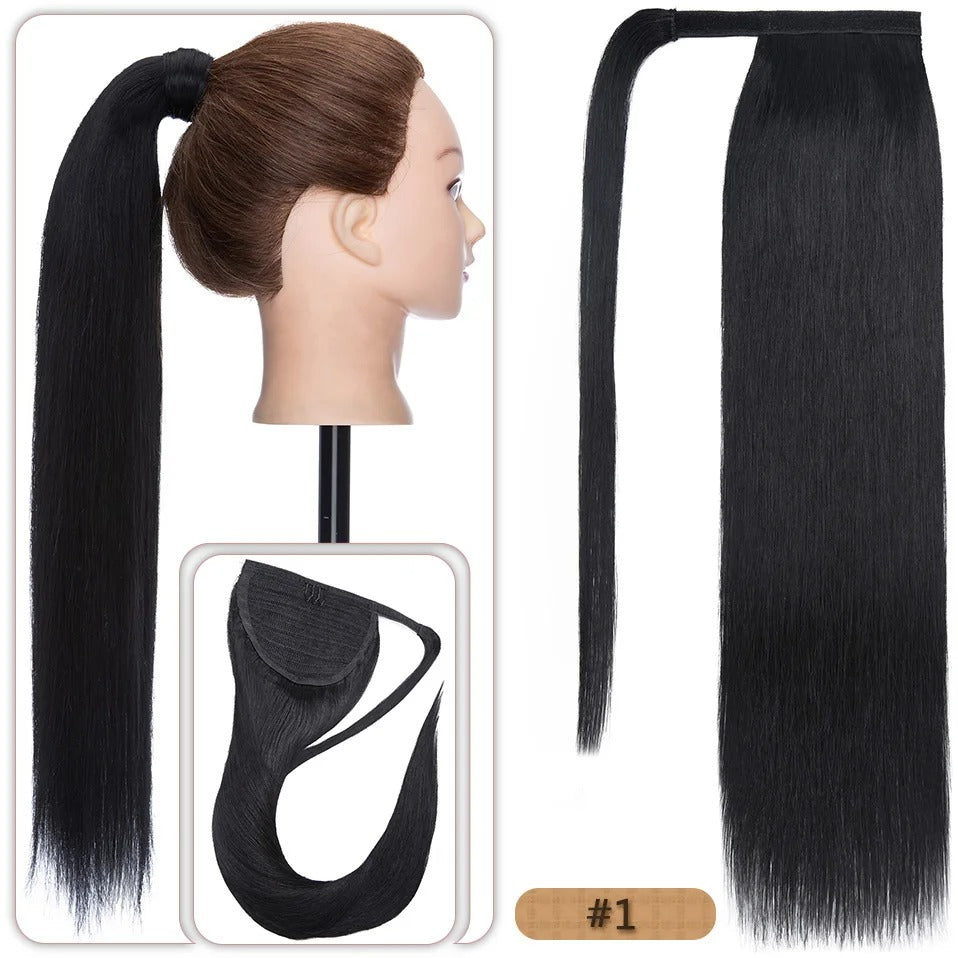 18” Straight Human Hair Ponytail Extension