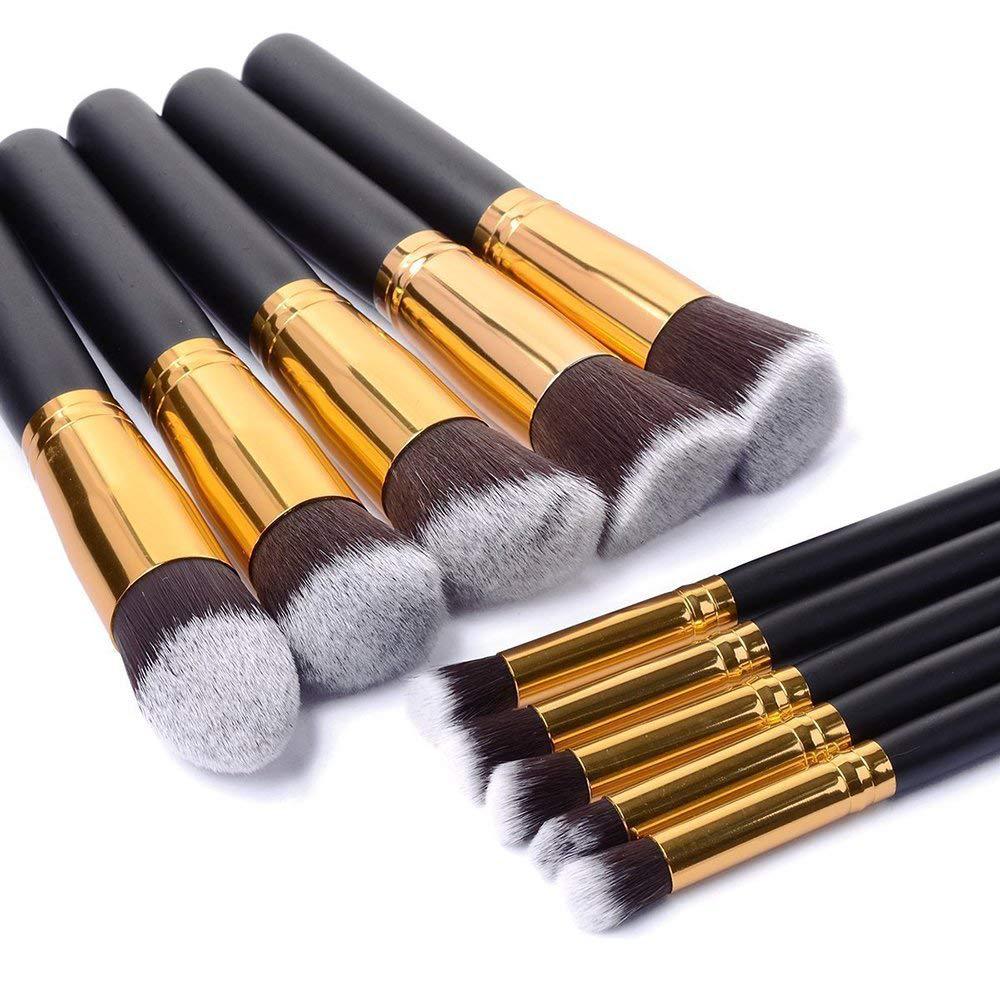 ✨ 10-Piece Wooden Handle Makeup Brush Set — Portable Beauty Tools 💄