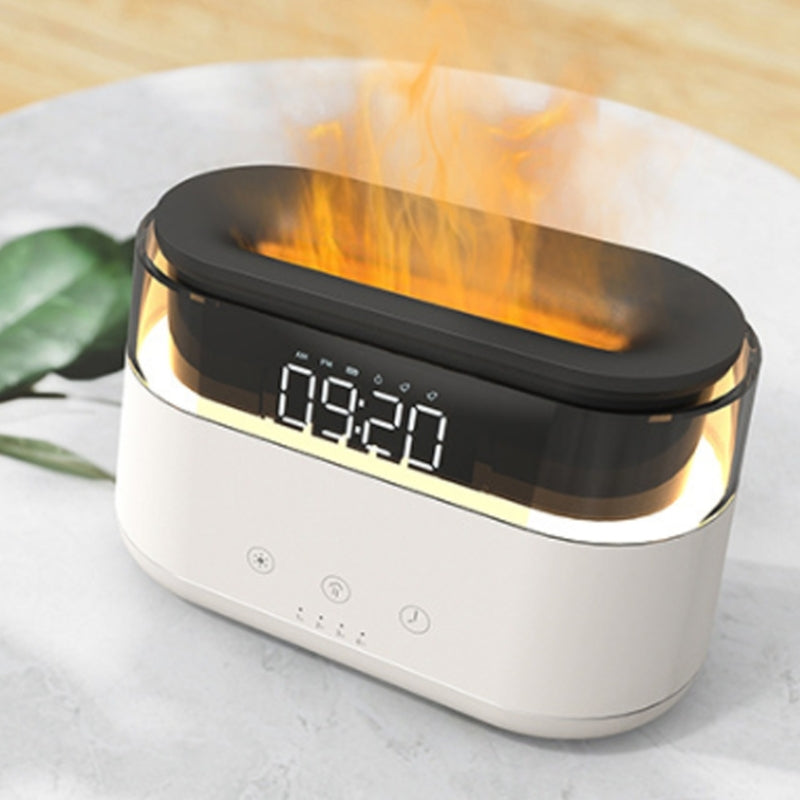 🔥🕰️ Flame Humidifier with Clock | Smart Aromatherapy Night Light