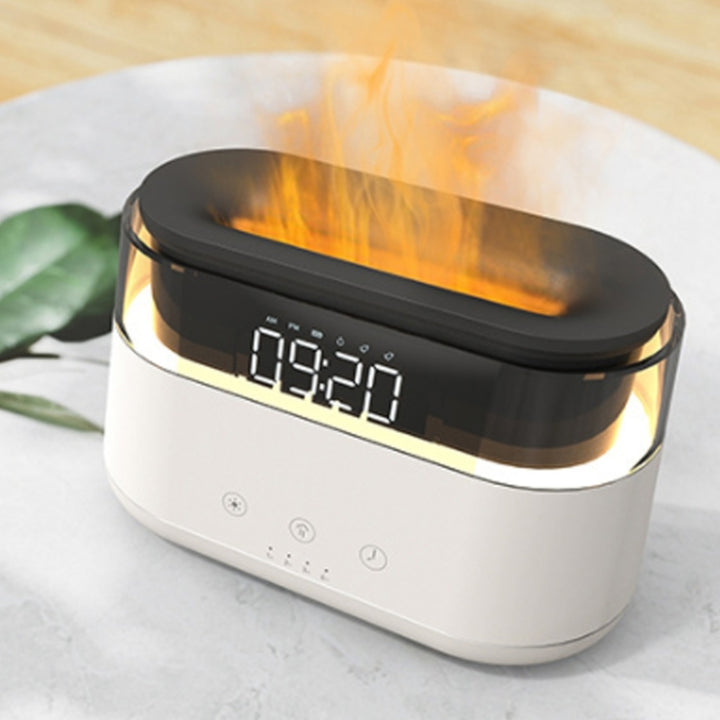 🔥🕰️ Flame Humidifier with Clock | Smart Aromatherapy Night Light
