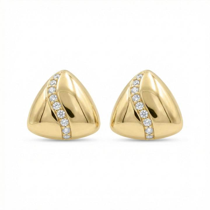 ✨ 925 Sterling Silver Elegant Curved Triangle Stud Earrings with Sparkling Stone Inlay ✨