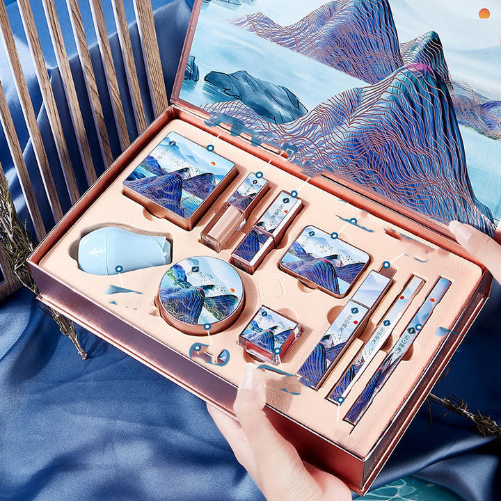🎁 10-Piece Makeup Gift Box Set – BB Cream, Concealer, Eyeshadow & Lipstick All-in-One Kit (Ivory White) ✨